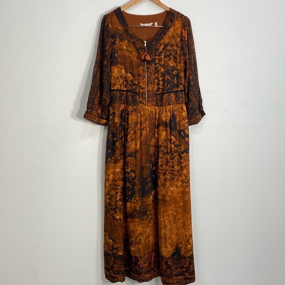 Soft Surroundings Midi Dress 12 Boho Art to Wear Burnished Copper